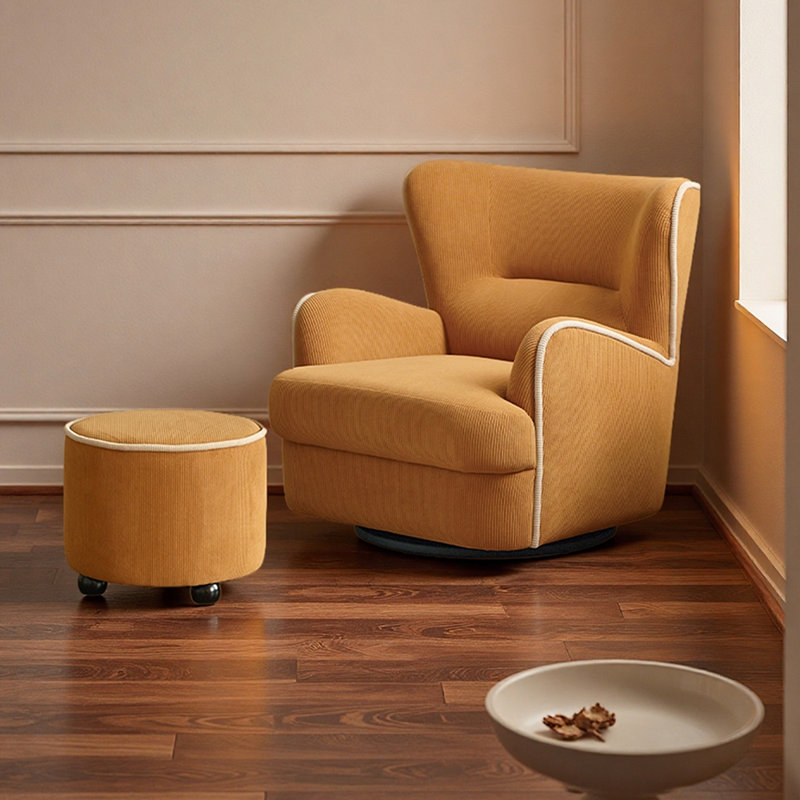 Ergonomic 360° Swivel Single Leisure Recliner, Yellow