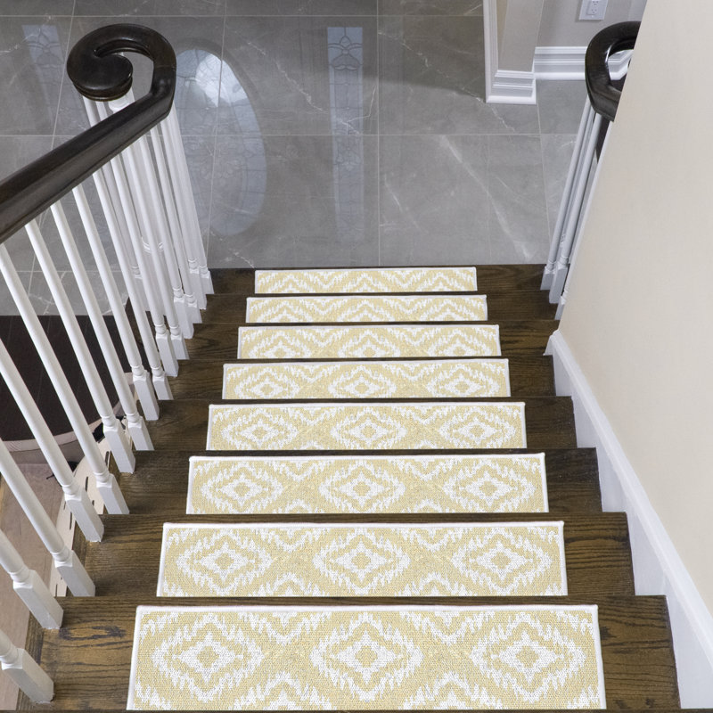 Tapis d'escalier intérieur antidérapant Mountainburg, Jaune crème banane