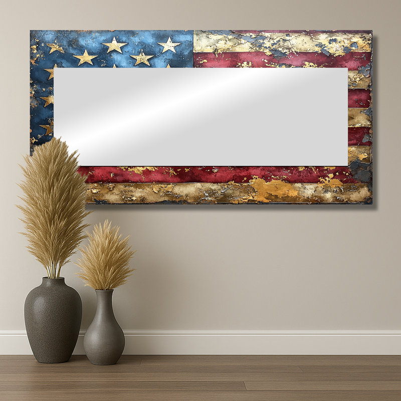 The Gilded Age Of Usa Flag I - Landscapes Accent Wall Mirror - Printed On Metal, 28" x 55"