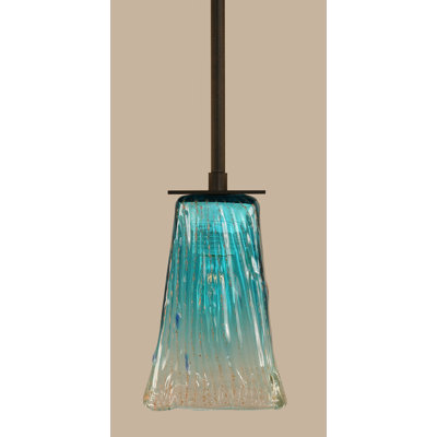 Quattrucci Stem Hung Mini Pendant Shown With 5" Square Crystal Glass