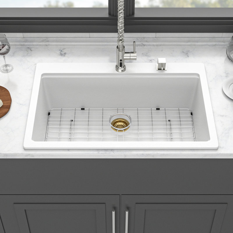 Évier blanc à quartz silencieux pour un nettoyage efficace de la cuisine