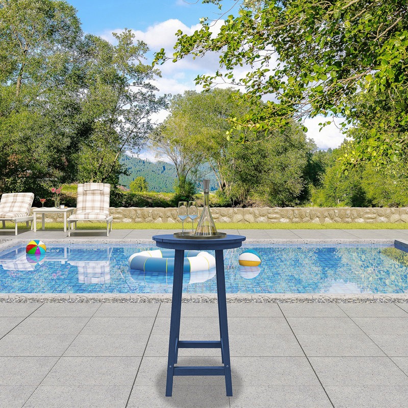 Table de bar de patio, table de bar d'extérieur pour terrasse, piscine (bleu), Marine