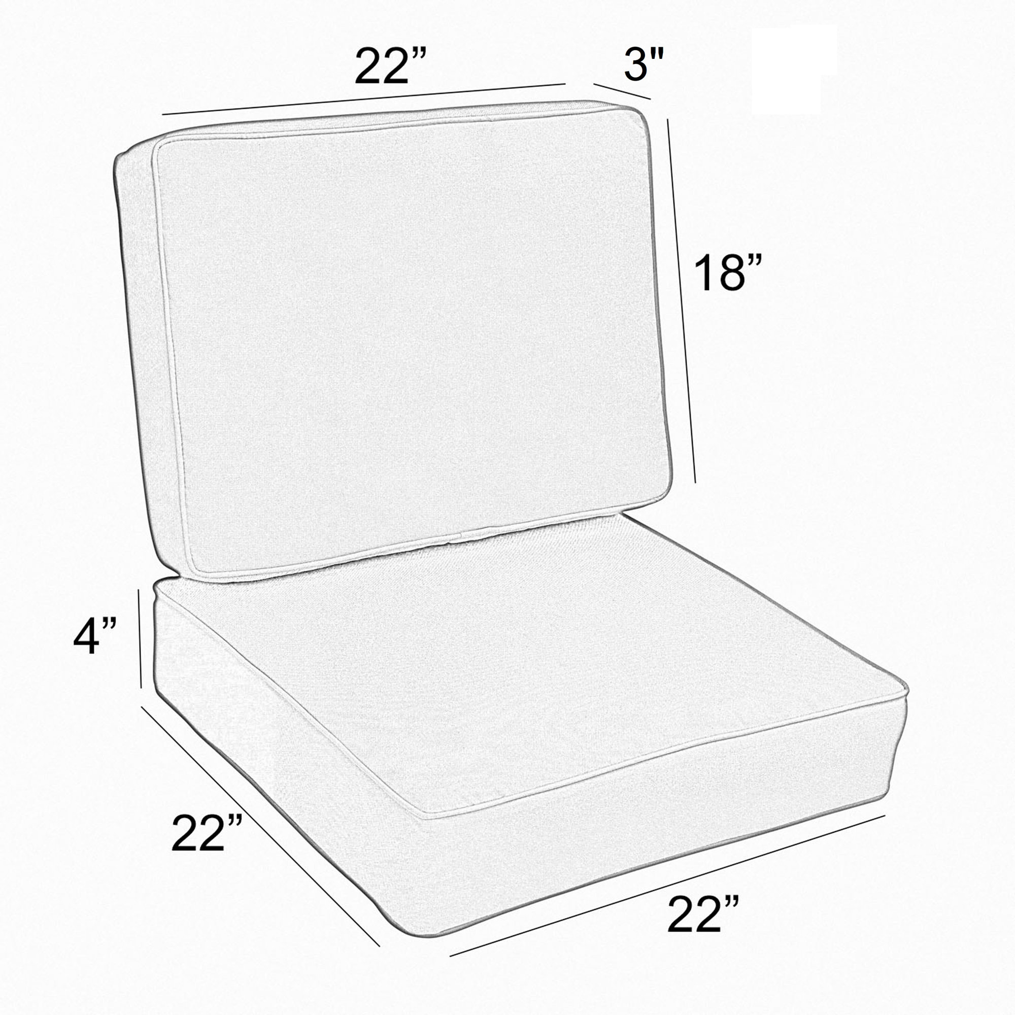 Sunbrella Indoor/Outdoor Chair Cushion, 22" x 22", Canvas Natural Sunbrella® Canvas, 4"