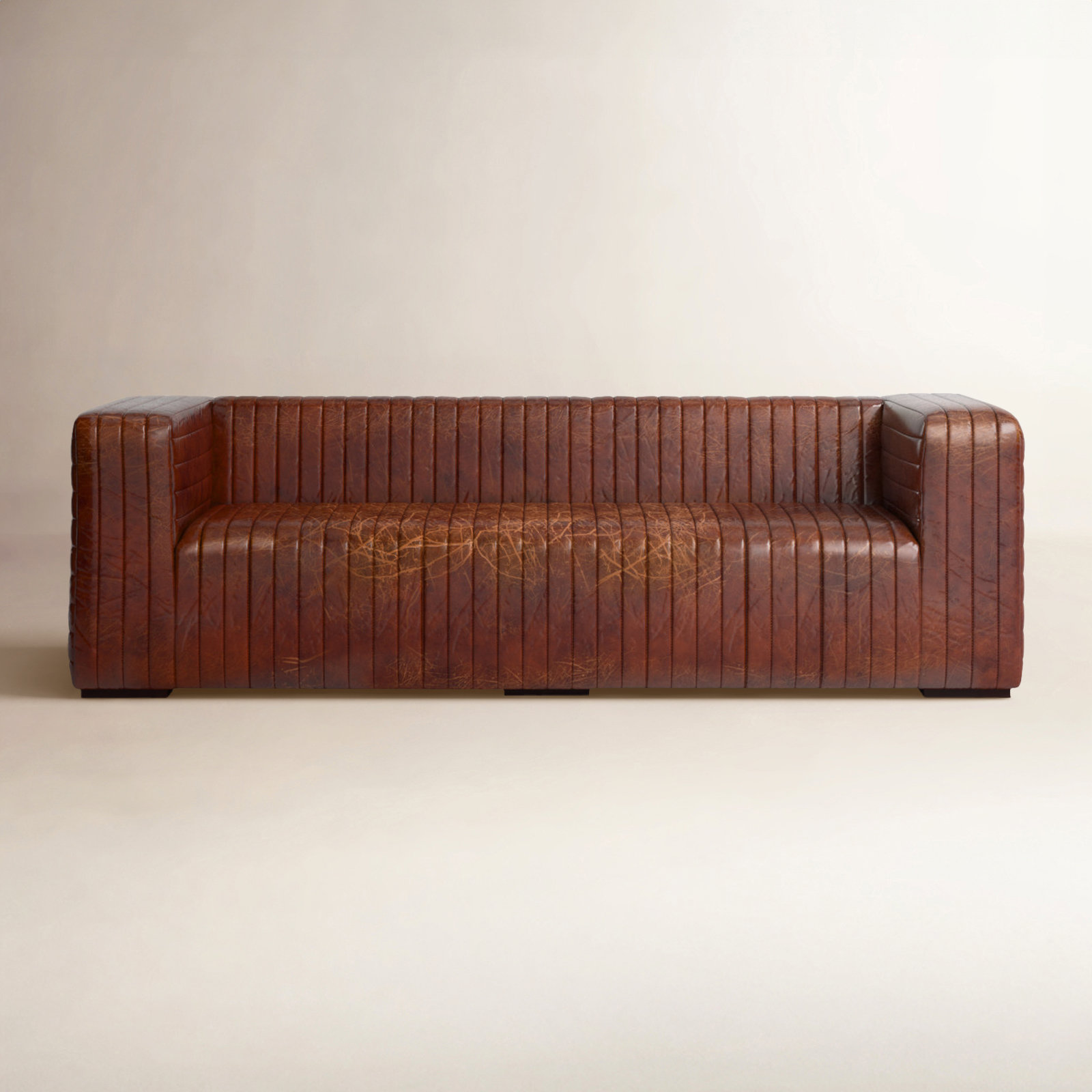 95" Genuine Leather Sofa, Brown Genuine Leather