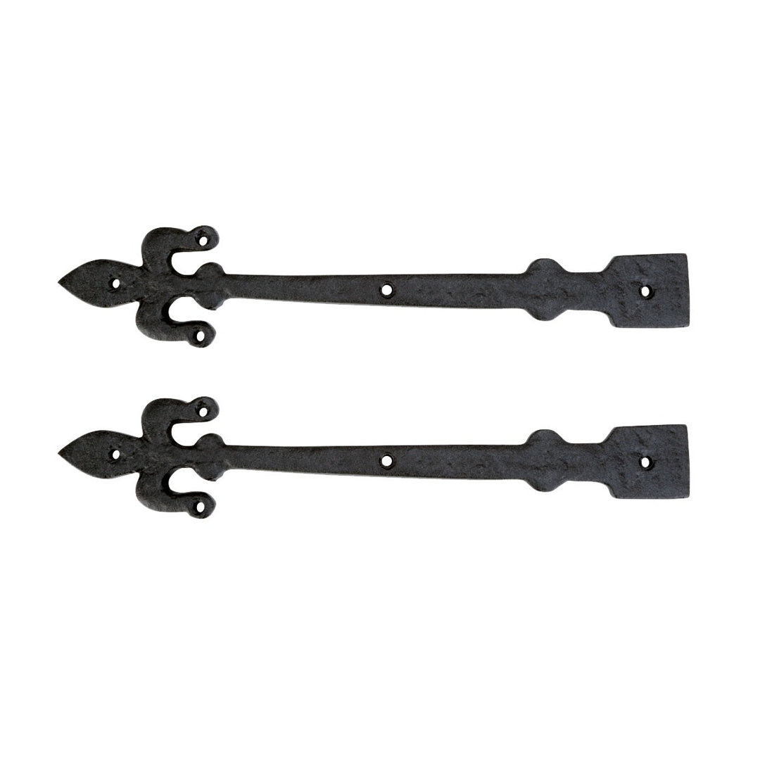Renovators Supply Black Decorative Heavy Iron Door Strap Dummy Hinges (Set of 2) The Renovators Supply Inc.