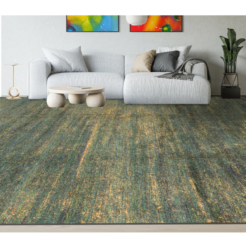 Silk Area Rug in Teal, Rectangle 8'10" x 12'3"