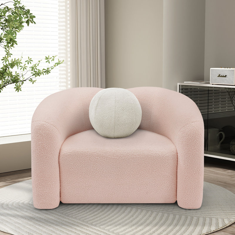 Kali Upholstered Armchair, Pink Teddy Fabric