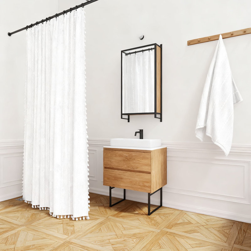 Ensemble de rideau de douche Farmhouse, Blanc