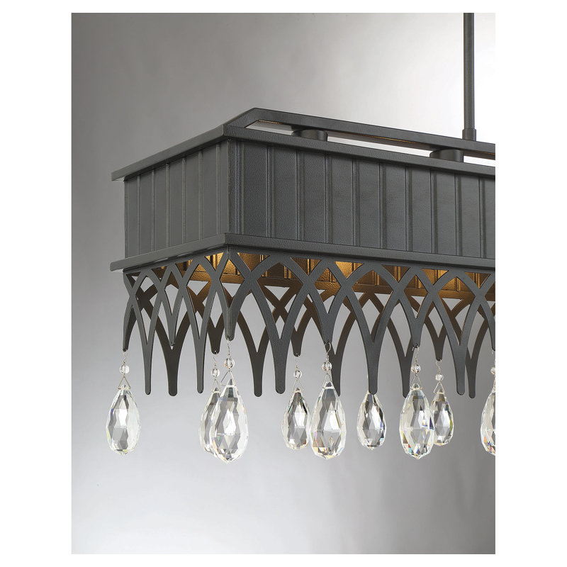 Luminaire suspendu linéaire pour îlot de cuisine 5 lumières avec accents de cristal Foushee