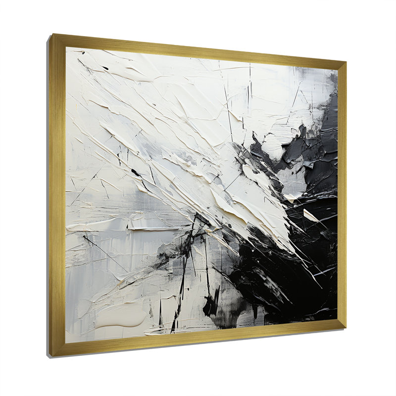 «Black and White Lunar Vector III», reproduction sur toile, H 36 po x l 36 po x P 1,5 po, Cadre doré simple