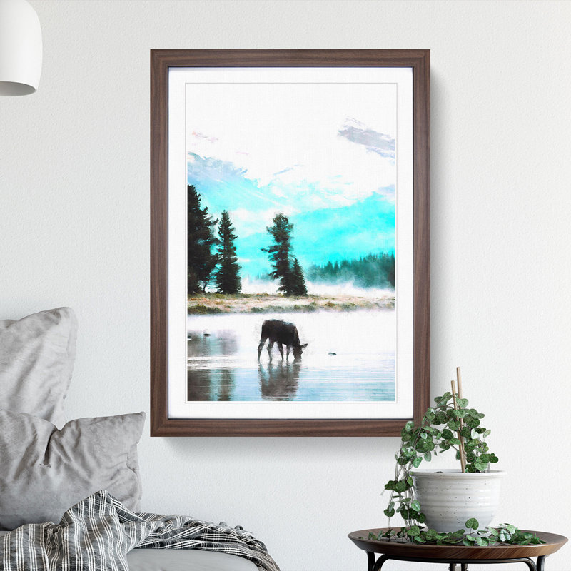 Donkey - Picture Frame Painting, Walnut Framed, 65cm H x 48cm W x 2cm D