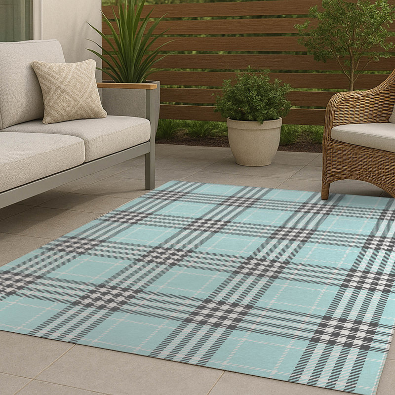 Christopher's Plaid Non-Slip Outdoor Rug, Rectangle 4' x 6'