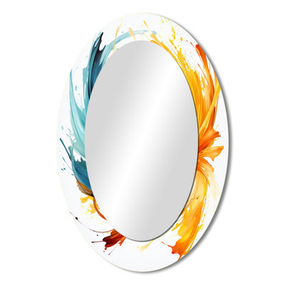 Swirling Marriage Of Electric Amber And Blue - Modern Oval Wall Mirror