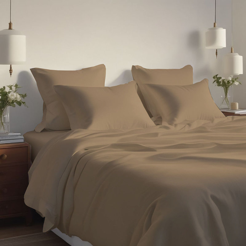 Ensemble de draps rafraîchissant et respirant Hotel Luxurious, Ensemble de draps pour lit double + 4 taies d'orei, Sand Dune