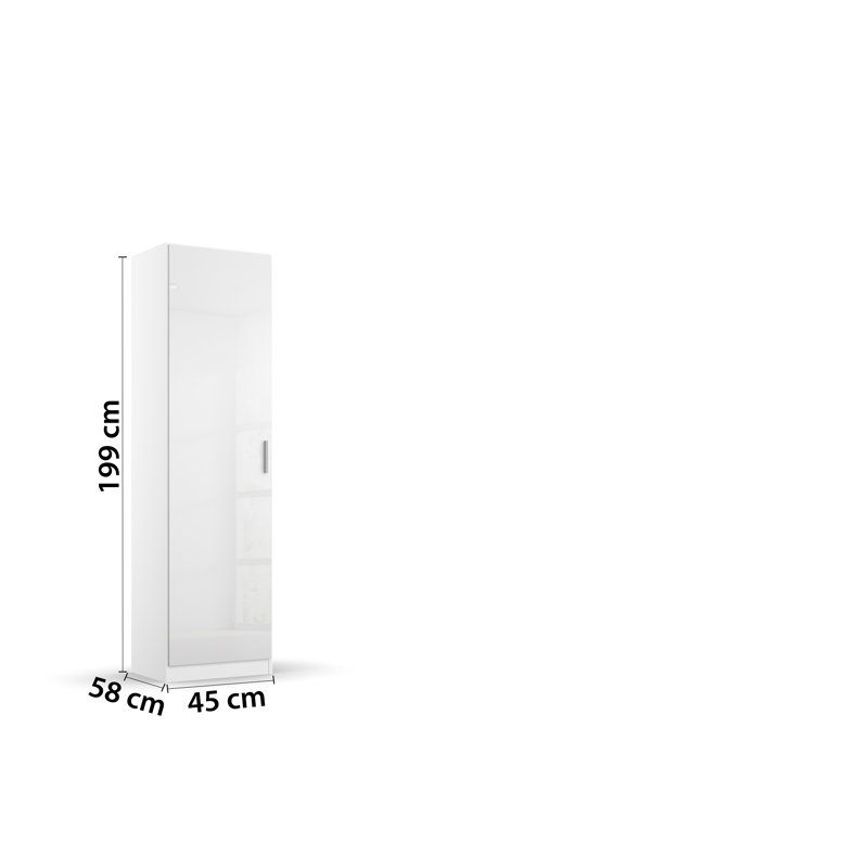 Celle 1 Door Wardrobe, Highgloss white and alpine white, 1 Door: 47cm
