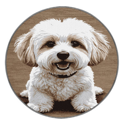  Washable Bichon Frise Dogs Area Rug