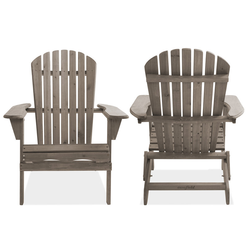  Solid Wood Folding Adirondack Chair, Gray