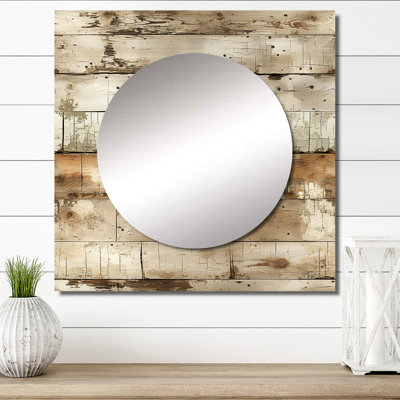 Rustic Farmhouse Weathered Planks - Vintage Large Square Mirror Wall Decor For Bedroom