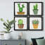 Boho Cacti I - ensemble de 4 peintures sur toile encadrées-1210434373-1210434371