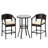 3 Pcs Patio Rattan Bar Set Wicker Armchairs & Round Table With Tempered Glass Top