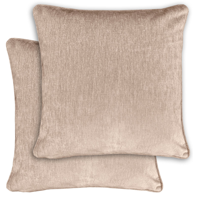 Pair of Knightsbridge Cushion Covers 43x43cm - Textured Chenille with Piped Edge - Double-Sided, Zip Opening - Covers Only, No Inserts,