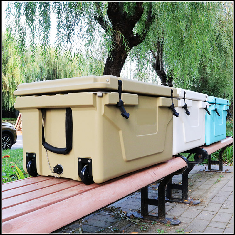 Glacière rotomoulée kaki 65QT pour le camping, la pêche et les activités de plein air avec isolation supérieure, Kaki