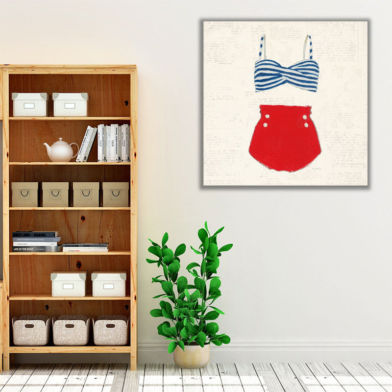 Rétro maillots de bain IV, impression sur toile, H 12 po x l 12 po