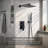 Modern Matte Black 10" Square Wall Mounted Rain Shower System With Handheld And Brass Valve-123111669