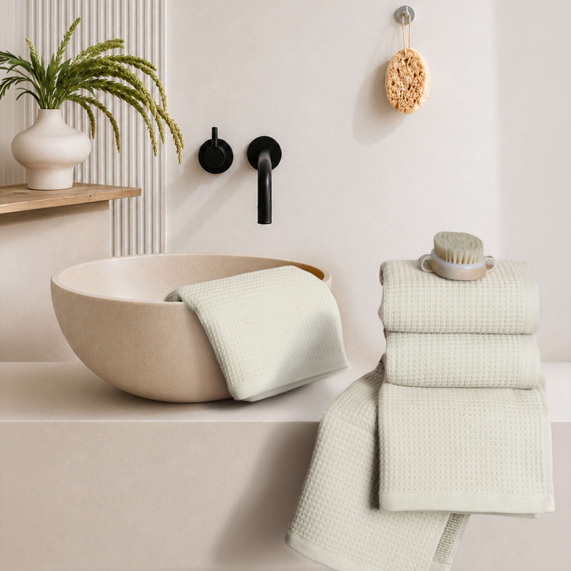 Essuie-mains luxueux 100% coton 4 pièces, Beige