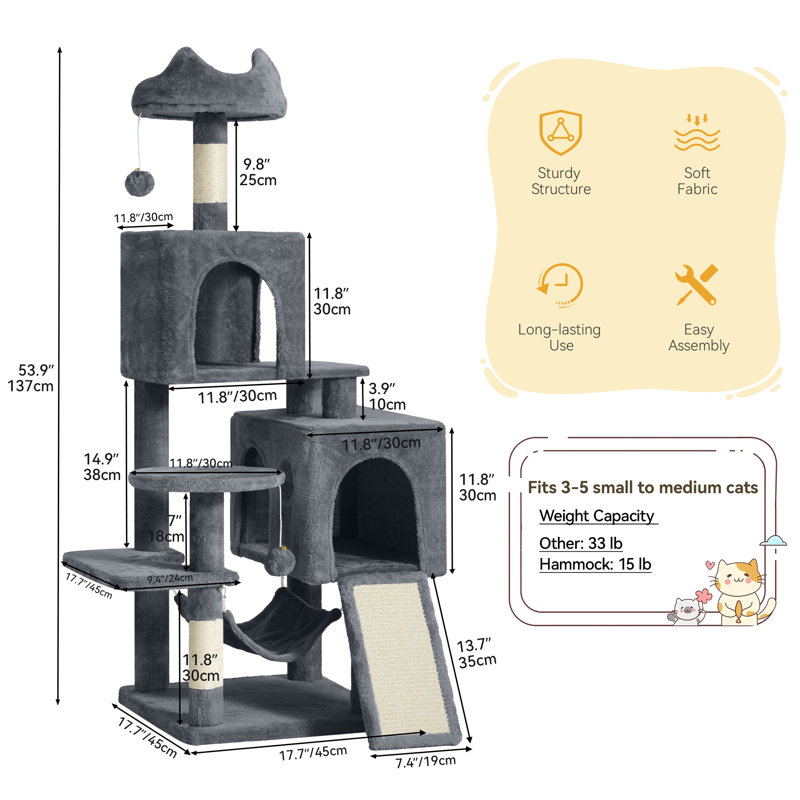 Cat Tree With Scratching Post, Dark Grey