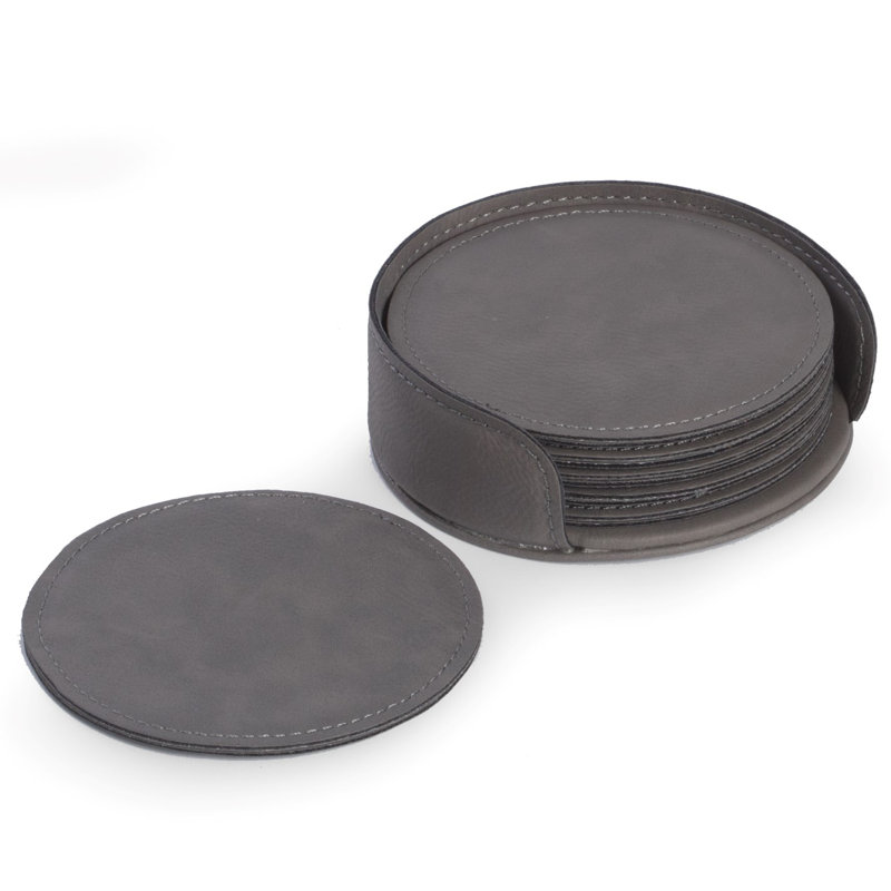 Ensemble de sous-verres 7 pièces avec support Vintage, Gris
