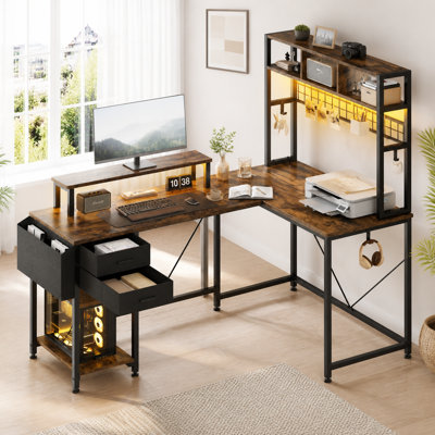 Metal Base Computer Desk with Power Outlet