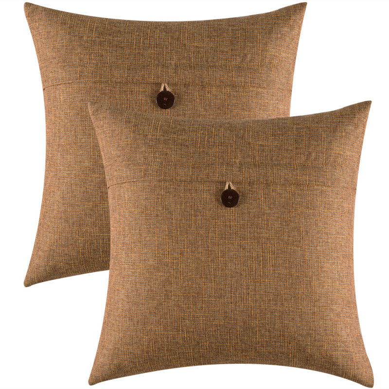 Housses de coussin carrées, Brun pâle, 18 po x 18 po, Oui