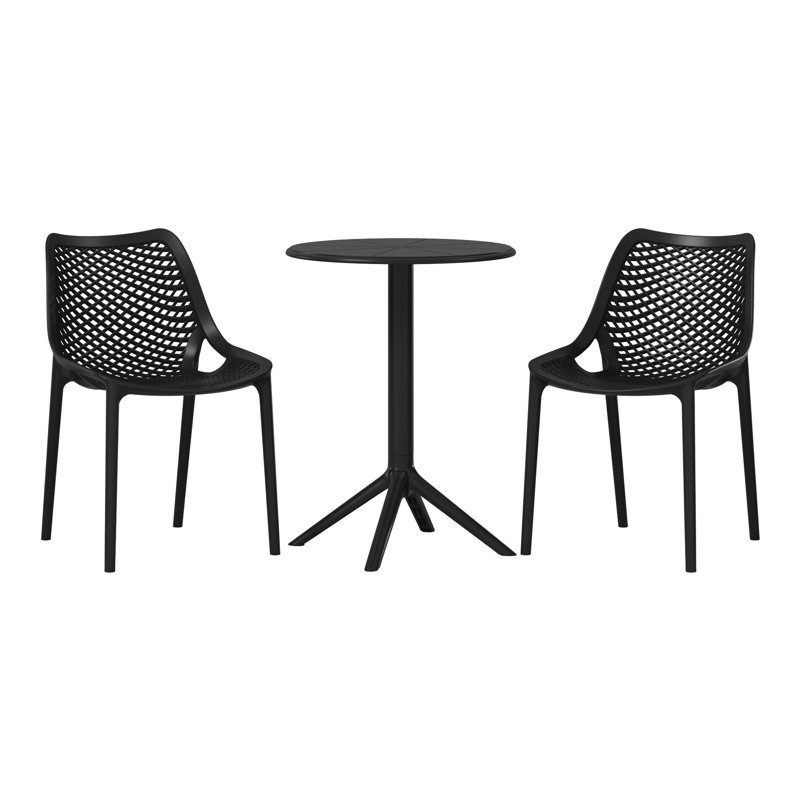 2-Person Outdoor Round Dining Set, Black