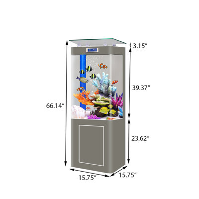 Aquarium de 15,75 po à fond gris de taille moyenne avec filtre