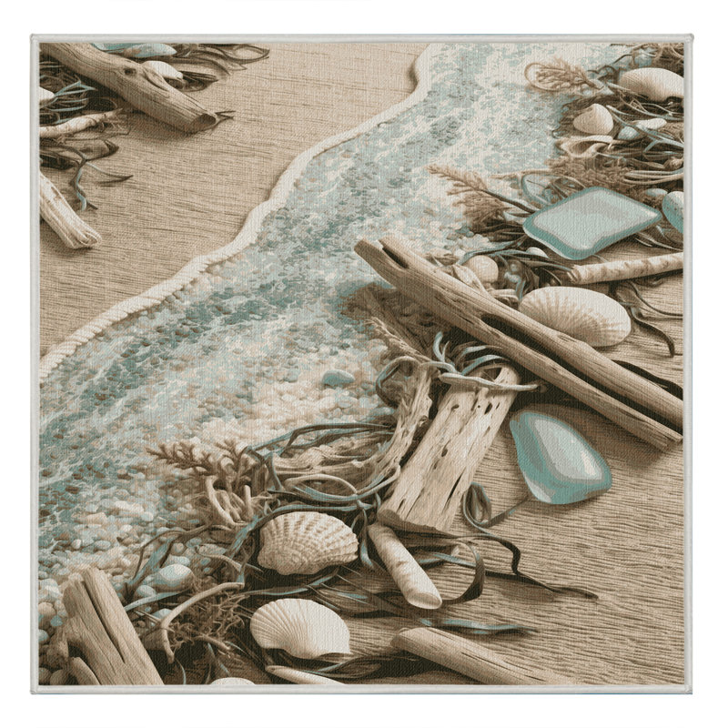 Tapis beige lavable à la machine, Carré 8 pi