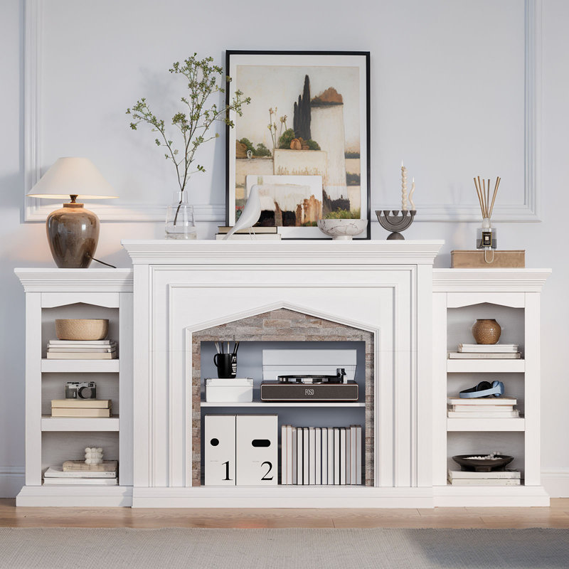  Meuble télé 80 po avec grand espace de rangement, blanc, Blanc
