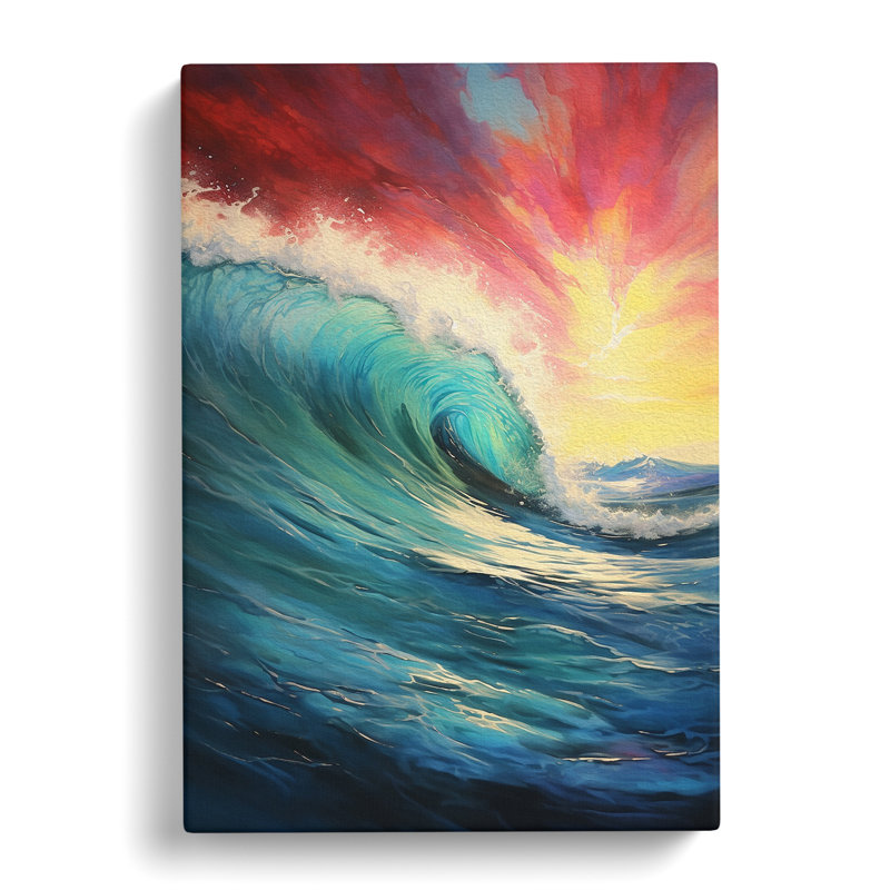 Ocean Action Painting Art - Wrapped Canvas