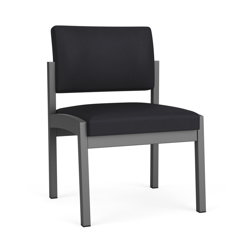 Chaise sans accoudoirs en acier Lenox, Gris anthracite, Noir Patriot Plus - nettoyez le vinyle avec un lin