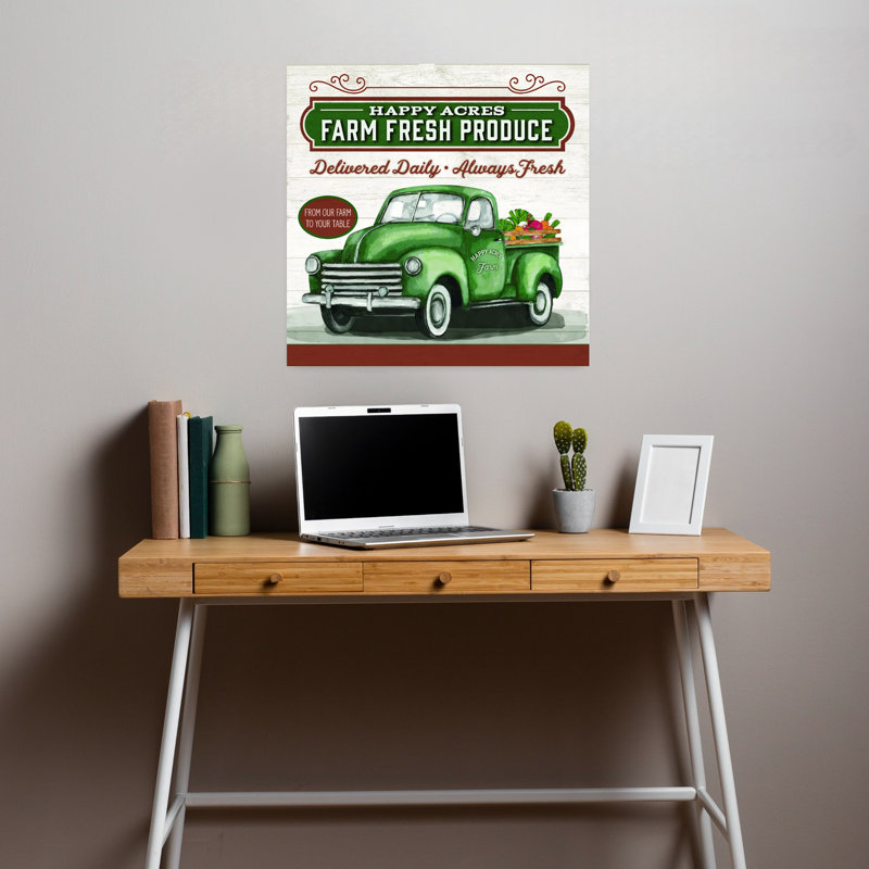 Camion de ferme contemporain avec art de camion de ferme, H 18 po x l 18 po