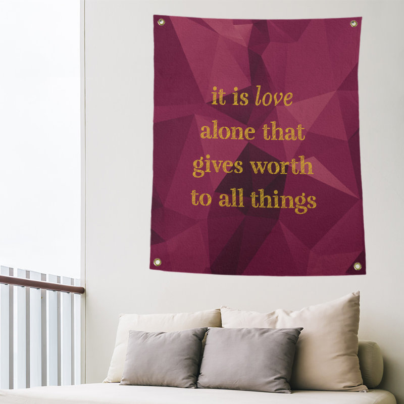 Tapisserie en polyester en faux gemme love quot, H 59 pi x l 50 po, Spinelle / or