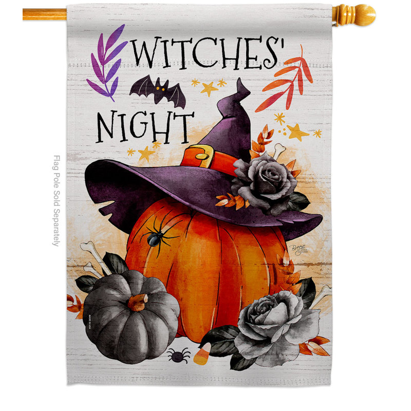 Double Sided 40'' H x 28'' W Polyester Halloween House Flag
