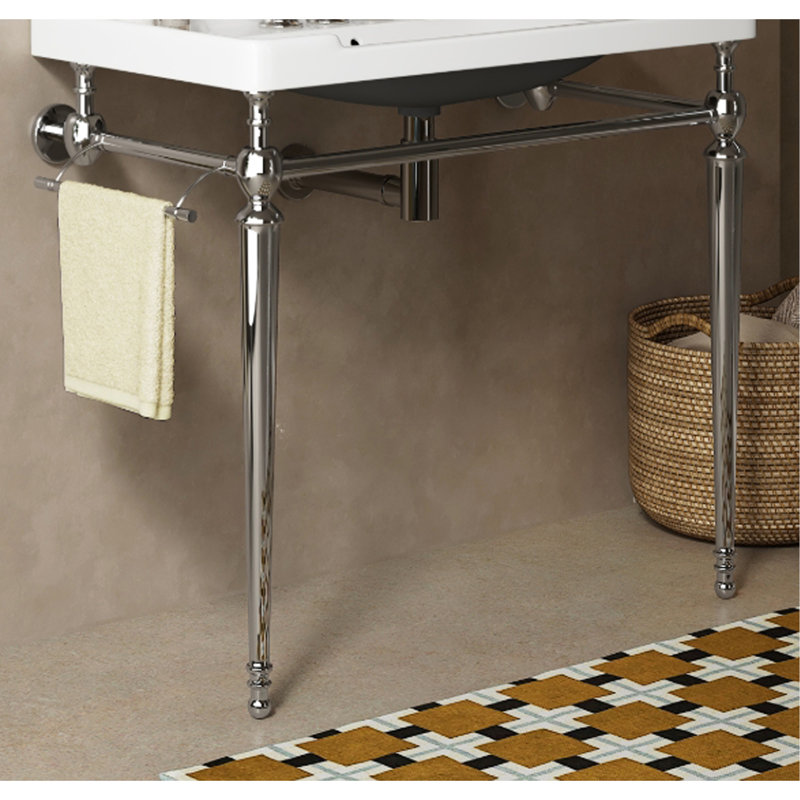 Console de salle de bain autoportante de 36 po avec pieds en fer, sans lavabo ni robinet, sans évier ni drain, chrome