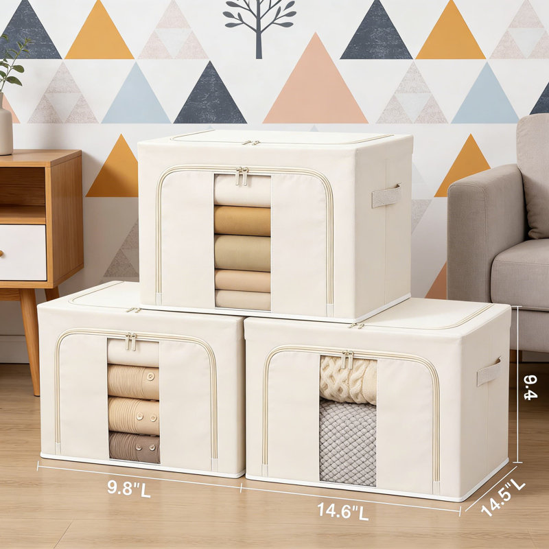 Bacs de rangement empilables avec couvercles et fenêtre transparente - Boîtes de rangement pliables en tissu pour placard, garde-robe et rangement