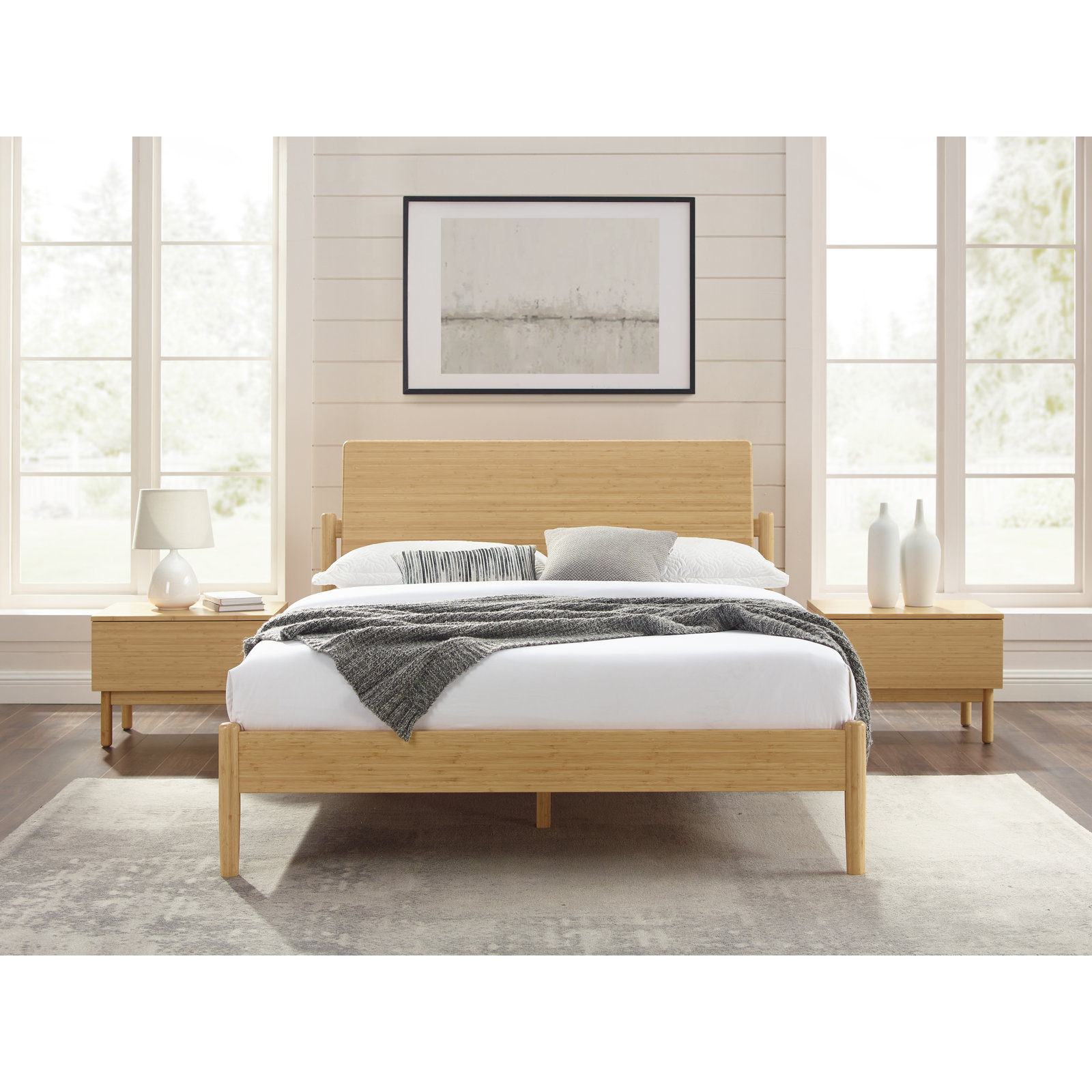 Benji Solid Wood Bed, King, Wheat
