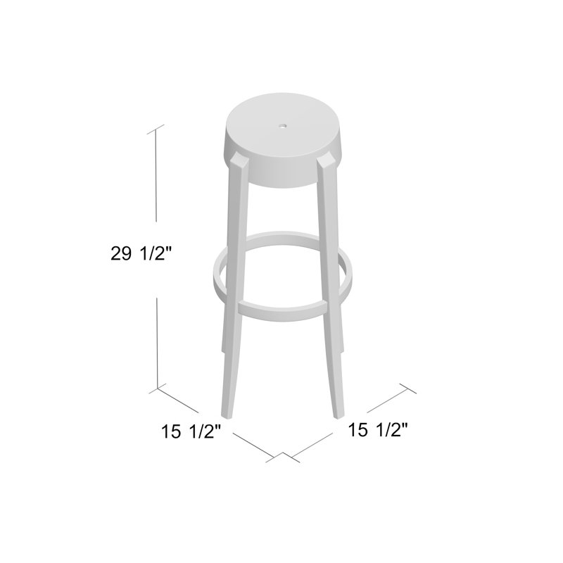Tabouret de bar Charles Ghost, Blanc lustré, Tabouret de comptoir (siège d'une hauteur de 25,7
