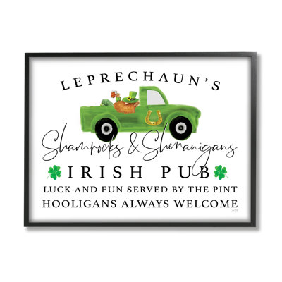 Irish Pub Whimsical Leprechaun Green Shamrock Details