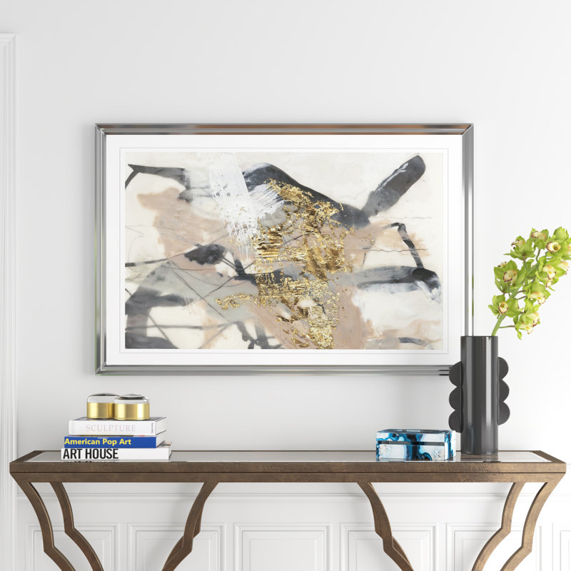 « golden rosé i », reproduction, H 20 po x l 24 po x P 1,5 po, Cadre argenté