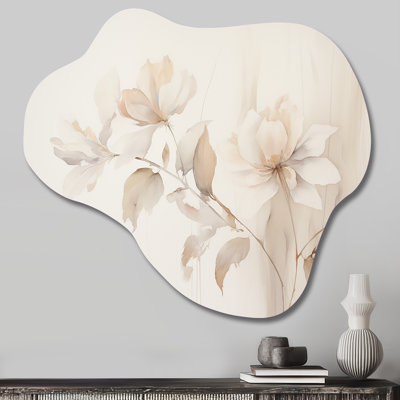White Botanical Elegance II - Unique Shape Abstract Botanicals Metal Wall Art, Freeform Metal Wall Sculpture Print