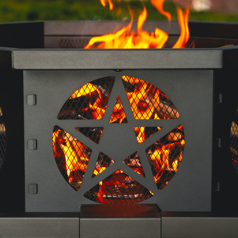Octangon Steel Wood Burning, 14.2"H x 32"W x 32"D